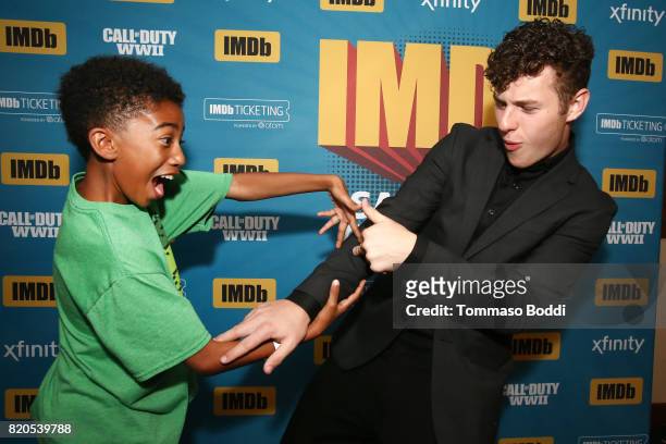 Actors Miles Brown and Nolan Gould attend the #IMDboat Party at San Diego Comic-Con 2017, Presented By XFINITY on The IMDb Yacht on July 21, 2017 in...
