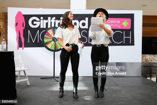 Teigan Nash and Olivia Phyland announce winners during the 2017 Girlfriend Priceline Pharmacy Model Search on July 22, 2017 in Sydney, Australia.