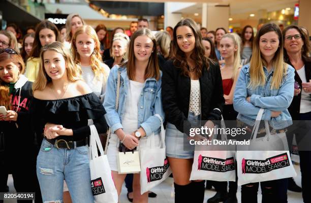 Modelling hopefuls look on as finalists are announced during the 2017 Girlfriend Priceline Pharmacy Model Search on July 22, 2017 in Sydney,...