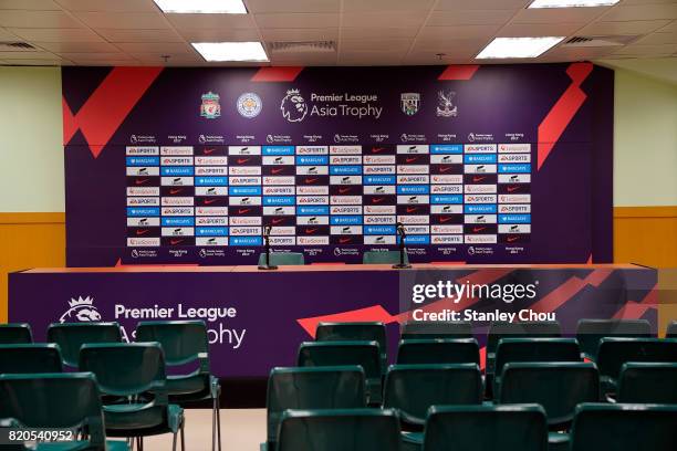 General view of the Press Conference room during the Premier League Asia Trophy match between West Brom and Crystal Palace at Hong Kong Stadium on...