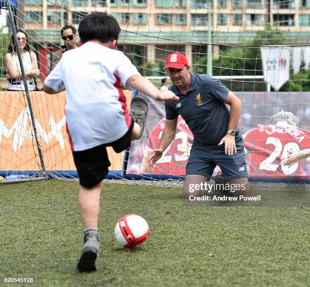 Gary McAllister legend of Liverpool taking part in a soccer school on July 22, 2017 in Hong Kong, Hong Kong.