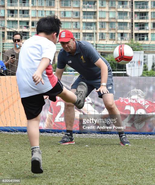 Gary McAllister legend of Liverpool taking part in a soccer school on July 22, 2017 in Hong Kong, Hong Kong.