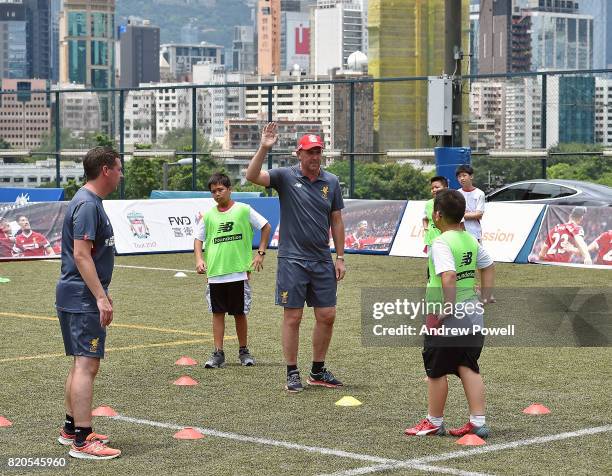 Gary McAllister legend of Liverpool taking part in a soccer school on July 22, 2017 in Hong Kong, Hong Kong.