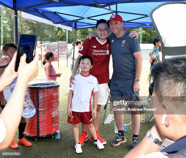 Gary McAllister legend of Liverpool posing for photographs during a soccer school on July 22, 2017 in Hong Kong, Hong Kong.