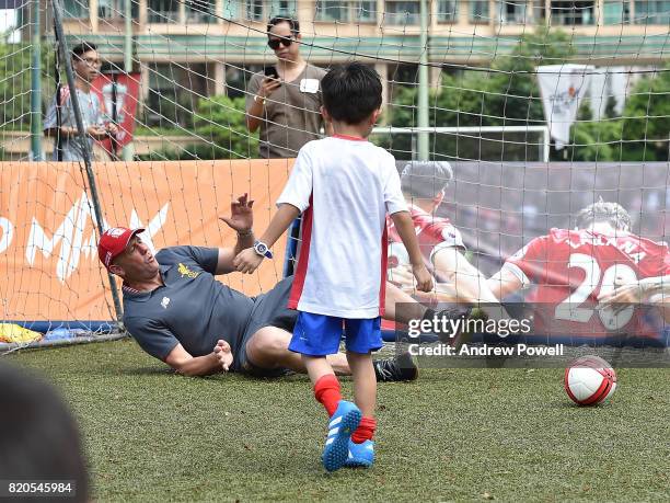 Gary McAllister legend of Liverpool taking part in a soccer school on July 22, 2017 in Hong Kong, Hong Kong.