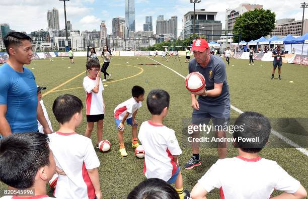 Gary McAllister legend of Liverpool taking part in a soccer school on July 22, 2017 in Hong Kong, Hong Kong.