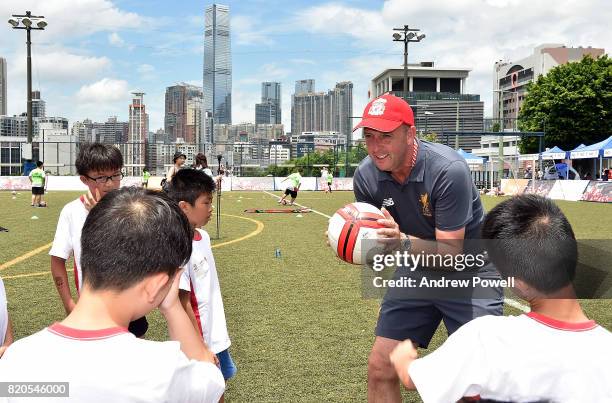 Gary McAllister legend of Liverpool taking part in a soccer school on July 22, 2017 in Hong Kong, Hong Kong.