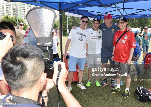 Gary McAllister legend of Liverpool posing for photographs during a soccer school on July 22, 2017 in Hong Kong, Hong Kong.