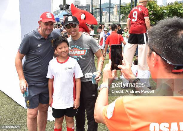 Gary McAllister legend of Liverpool posing for photographs during a soccer school on July 22, 2017 in Hong Kong, Hong Kong.