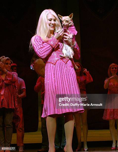 Actress Bailey Hanks during the curtain call of her debut performance in "Legally Blonde: The Musical" at the Palace Theatre on July 23, 2008 in New...