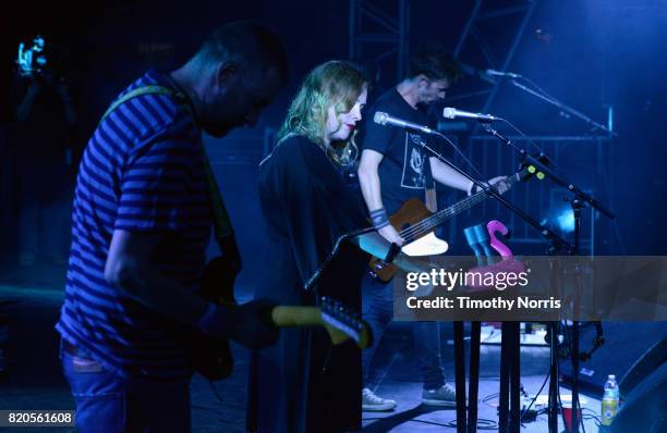 Slowdive performs onstage during day 1 of FYF Fest 2017 on July 21, 2017 at Exposition Park in Los Angeles, California.