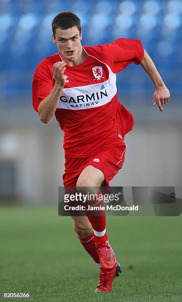 Adam Johnson of Middlesbrough in action during the Algarve Challenge Cup match between Guimaraes and Middlesbrough at the Estadio Algarve on July 24,...