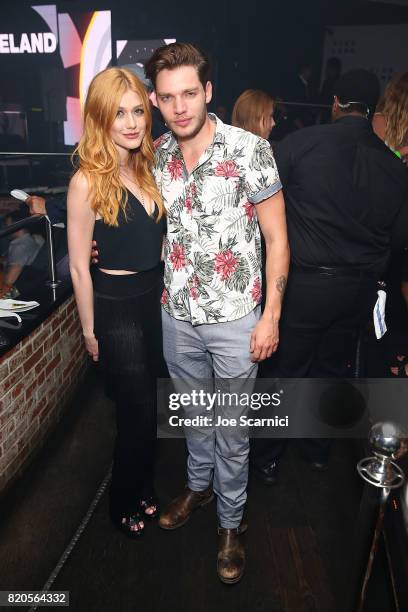 Katherine McNamara and Dominic Sherwood attend VICELAND Presents What Would Diplo Do @ Comic Con 2017 on July 21, 2017 in San Diego, California.