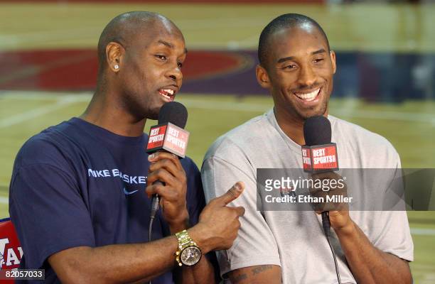 Gary Payton interviews Kobe Bryant of the USA Basketball Men's Senior National Team on the "Best Damn Sports Show Period" after a practice at Valley...