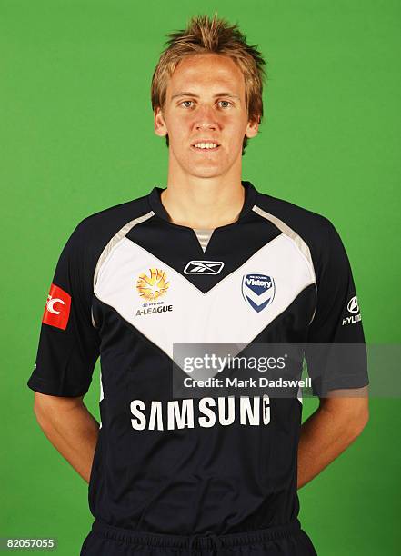 Michael Thwaite poses during the official Melbourne Victory 2008/2009 Hyundai A-League portrait session at VIS on July 14, 2008 in Melbourne,...