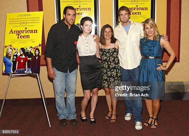 Colin Clemens, Hannah Bailey, director Nanette Burstein, Mitch Reinholt, and Megan Krizmanich attend the New York premiere of "American Teen" at the...