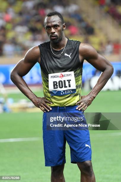 Usain Bolt of jamaica during the IAAF Diamond League Meeting Herculis on July 21, 2017 in Monaco, Monaco.