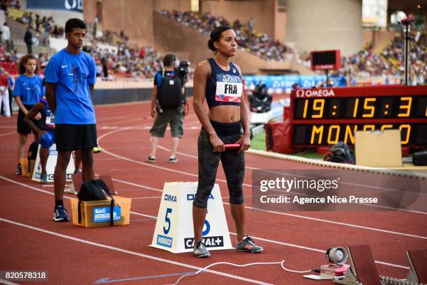 Orlann Ombissa of France women's 4x100m relay during the IAAF Diamond League Meeting Herculis on July 21, 2017 in Monaco, Monaco.