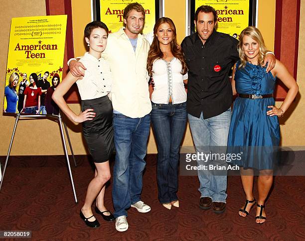 Hannah Bailey, Mitch Reinholt, Miss Teen USA Hilary Cruz, Colin Clemens, and Megan Krizmanich attend the New York premiere of "American Teen" at the...