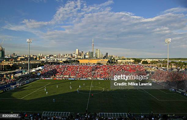 Fans attend the 2008 Pepsi MLS All-Star Game between the MLS All-Stars and West Ham United at BMO Field July 24, 2008 in Toronto, Canada.