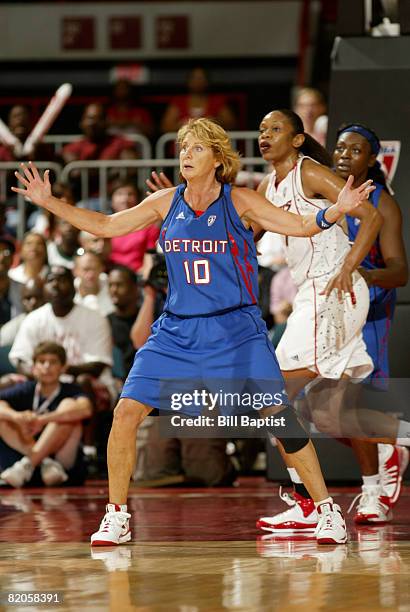 Nancy Lieberman of the Detroit Shock stands ready during the game against the Houston Comets at Reliant Arena July 24, 2008 in Houston, Texas. NOTE...