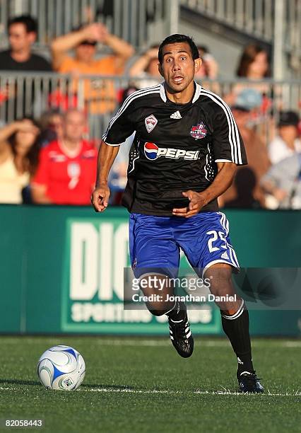 Midfielder Pablo Mastroeni of Colorado Rapids brings the ball up field during the 2008 Pepsi MLS All Star Game between the MLS All Stars and West Ham...