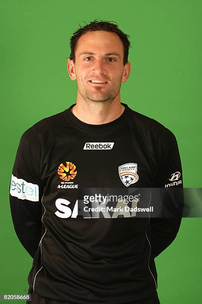 Eugene Galekovic poses during the official Adelaide United 2008/2009 Hyundai A-League portrait session at Hindmarsh Stadium on July 24, 2008 in...