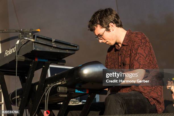 Matthew A. Tavares of the band BadBadNotGood performs at FYF Festival on July 21, 2017 in Los Angeles, California.