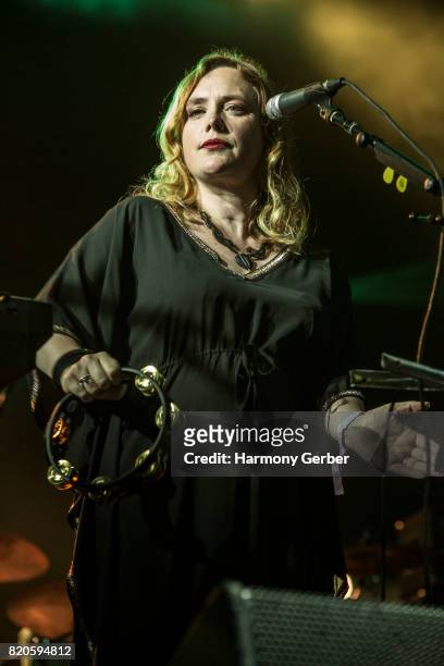 Rachel Goswell of the band Slowdive performs at FYF Festival on July 21, 2017 in Los Angeles, California.