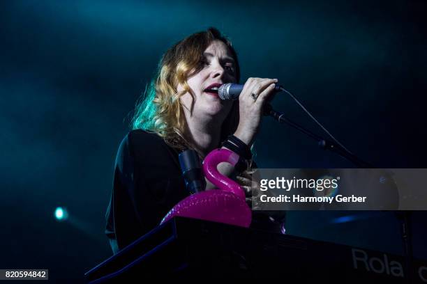 Rachel Goswell of the band Slowdive performs at FYF Festival on July 21, 2017 in Los Angeles, California.