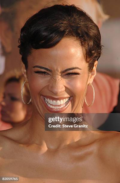 Paula Patton arrives at theWorld Premiere of "Swing Vote" at the El Capitan Theatre on July 24, 2008 in Hollywood, California.