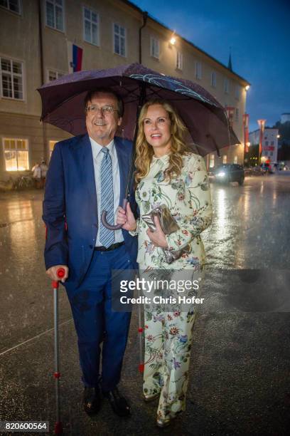 Hans Mahr and Katja Burkard attend the 'Jedermann' premiere during the Salzburg Festival 2017 on July 21, 2017 in Salzburg, Austria.
