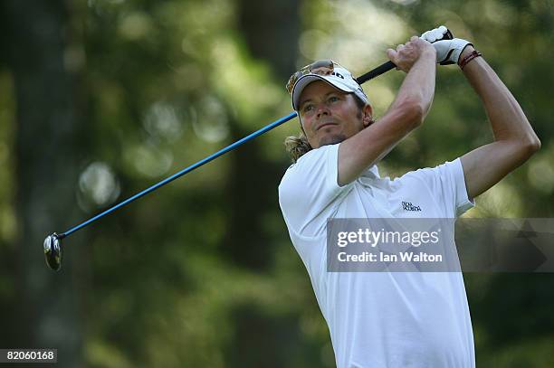David Carter of England in action during the Second Round of the Inteco Russian Open Championship at the Moscow Country Club July 25, 2008 in Moscow,...