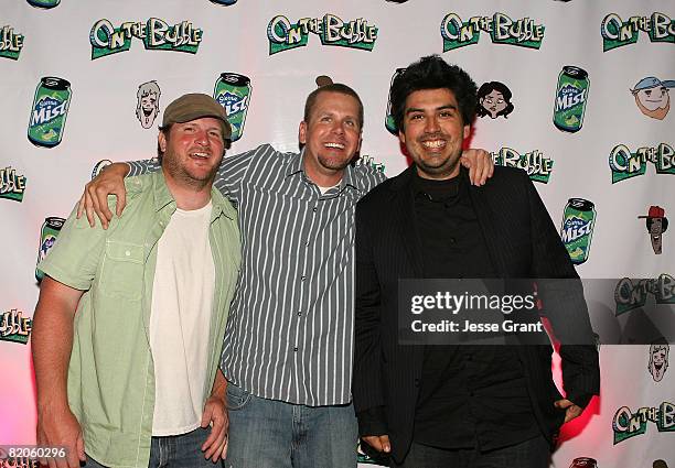 Writer Glasgow Phillips, producer Patrick Inness and actor Adam De La Pena attend the Sierra Mist celebration of the launch of On The Bubble held at...