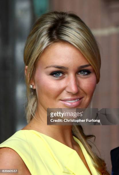 Alex Curran looks on as her husband Liverpool FC captain Steven Gerrard collects his Honorary Fellowship from Liverpool John Moores University on...