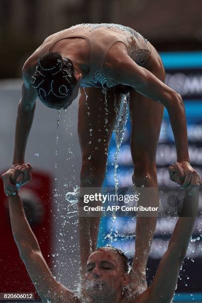 Team Greece competes in the Women's Free Combination Final during the synchronised swimming competition at the 2017 FINA World Championships in...