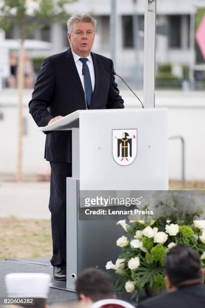 Munich mayor Dieter Reiter speaks at an event to commemorate the first anniversary of the shooting spree that one year ago left ten people dead,...