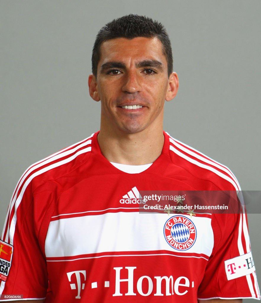 Lucio of Bayern Muenchen poses during the Bayern Muenchen team