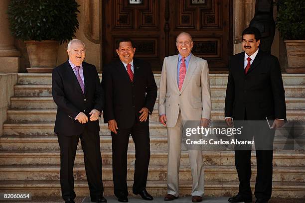 Spanish Foreign Minister Miguel Angel Moratinos, Venezuelan President Hugo Chavez, King Juan Carlos of Spain and Venezuelan Foreign Minister Nicolas...