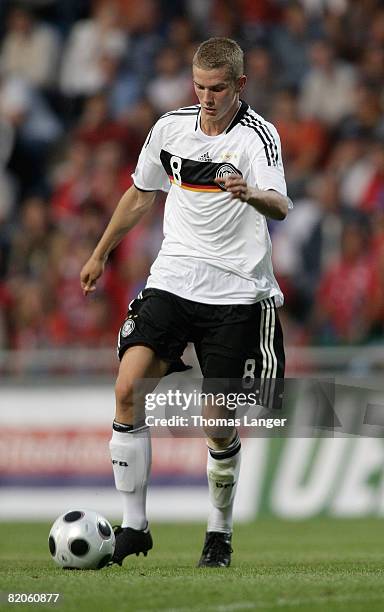 Lars Bender of Germany running with the the ball during the U19 European Championship semifinal match between Germany and Czech Republic on July 23,...