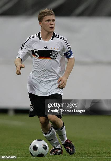 Stefan Reinartz of Germany runs with the ball during the U19 European Championship semifinal match between Germany and Czech Republic on July 23,...