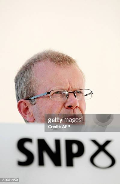 The victorious SNP candidate at Glasgow East John Mason is pictured during a press conference at the Fort retail park in Glasgow, on 25 July 2008....