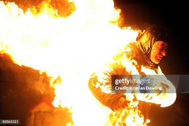 Man sets himself on fire as entertainment during the opening night of the Melbourne International Film Festival at the Forum Theatre on July 25, 2008...