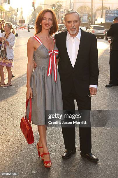 Actor Dennis Hopper arrives at the world premiere of Touchstone Pictures' 'Swing Vote' held at the El Capitan Theater on July 24, 2008 in Hollywood,...