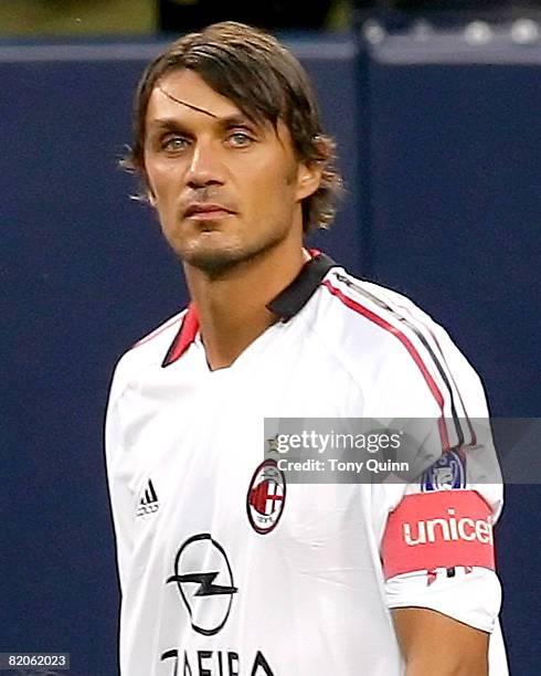 Paolo Maldini, captain of AC Milan. Milan overcame Chicago Fire in a World Series of Football match at Soldier Field, Chicago on July 27 2005.