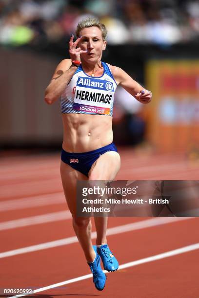 Georgina Hermitage competes in round one heat one of the Womens 100m T37 during day nine of the IPC World ParaAthletics Championships 2017 at London...