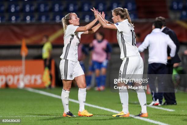 Lena Petermann of Germany substitues Mandy Islacker during the UEFA Women's Euro 2017 at Koning Willem II Stadium on July 21, 2017 in Tilburg,...