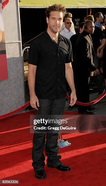Actor/comedian Dane Cook arrives at the World Premiere of "Swing Vote" at the El Capitan Theatre on July 24, 2008 in Hollywood, California.