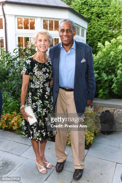 Joan Steinberg and Carl McCall attend Hamptons Event to Celebrate FIT at The Hornig Residence on July 21, 2017 in Water Mill, New York.