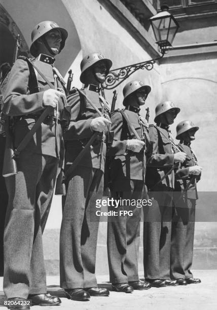 Guards outside the Bundeskanzleramt, the Austrian Federal Chancellery in Vienna's Ballhausplatz, July 1936.